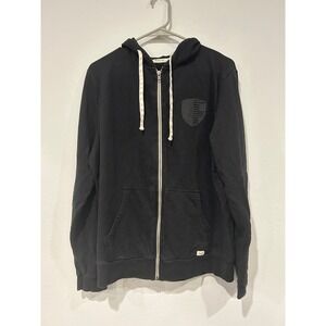 Marine Layer Black Full Zip Hoodie Shield Logo Casual Comfort Size M